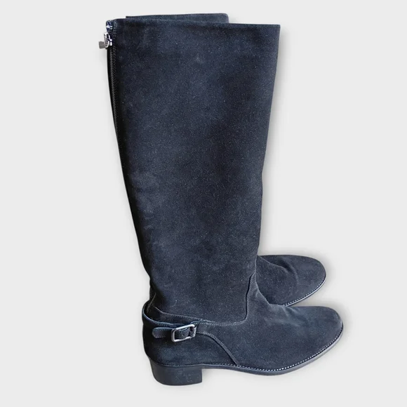 Aquatalia Black Suede Heeled Boots Women's Size 11 - Picture 4 of 10